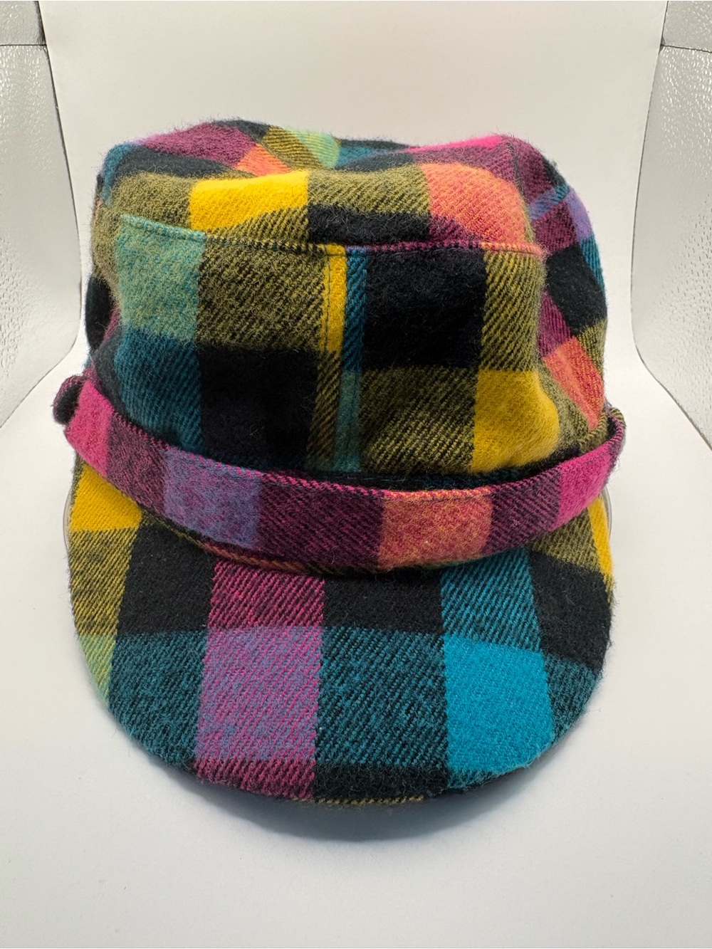 D&Y Multicolor Plaid Newsboy Cabbie Cap Patchwork Retro Y2K One Size